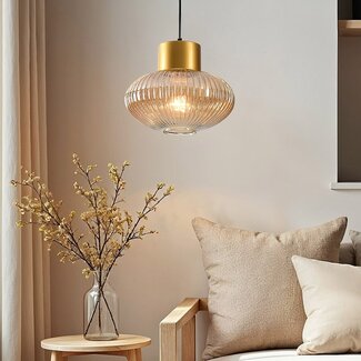pendant light Imara with amber glass