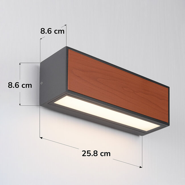 Solar outdoor wall lamp with dark wood - Rossi