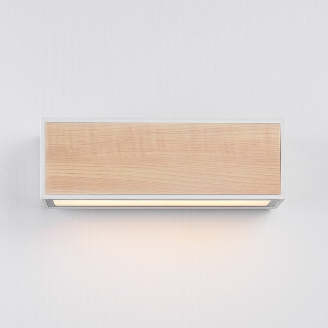 Solar outdoor wall light Garcia - white with light wood