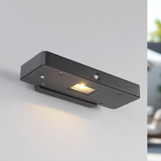 Compact solar wall light with sensor Nero