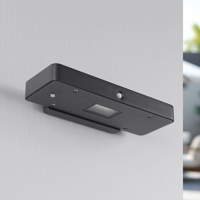 Compact solar wall light with sensor Nero