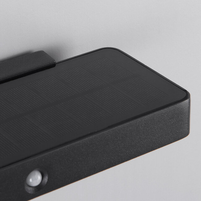 Compact solar wall light with sensor Nero