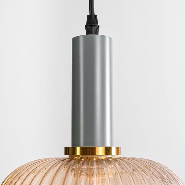 Pendant lamp with four colours of ribbed glass - Aeneas