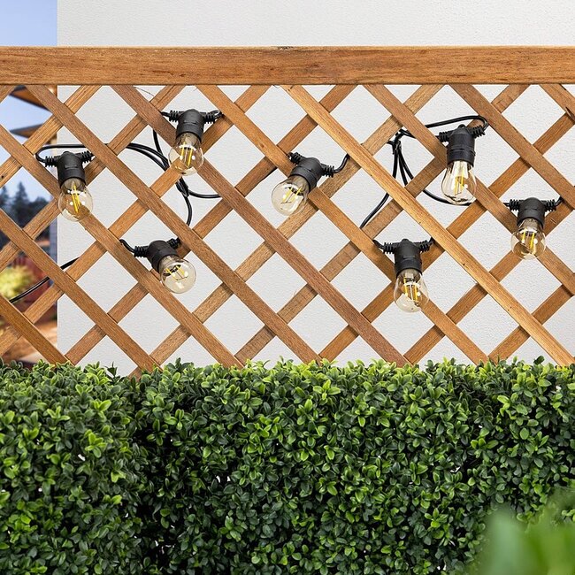 Solar string lights 50 metres with 50 or 60 double filament lights and 30W Solar panel