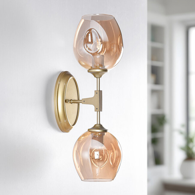 2-light wall lamp Larissa with glass globes