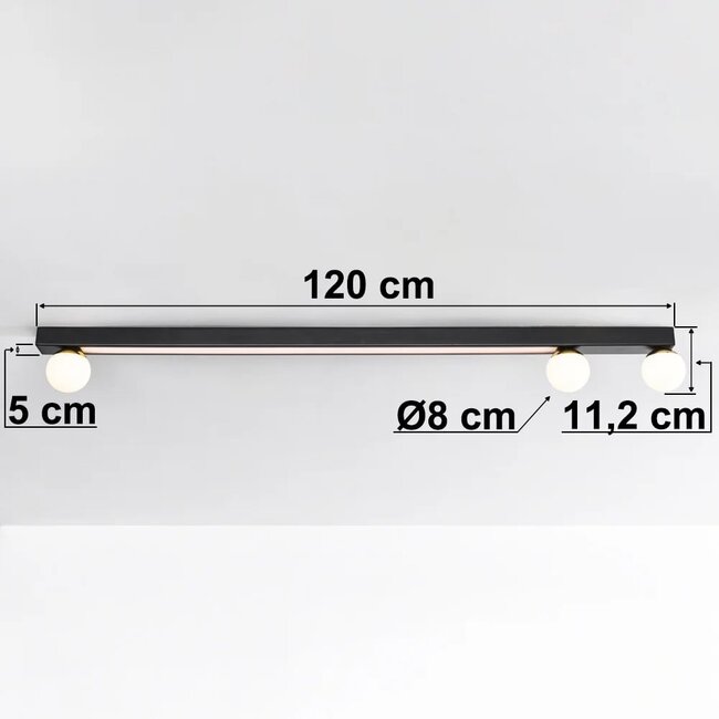 ceiling light Xander with integrated LED - black and opal