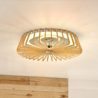 Ceiling fan Anemoon with integrated LED, dimmable - bamboo