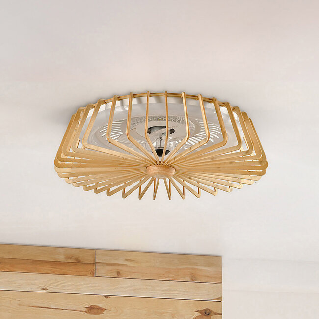 Ceiling fan Anemoon with integrated LED, dimmable - bamboo