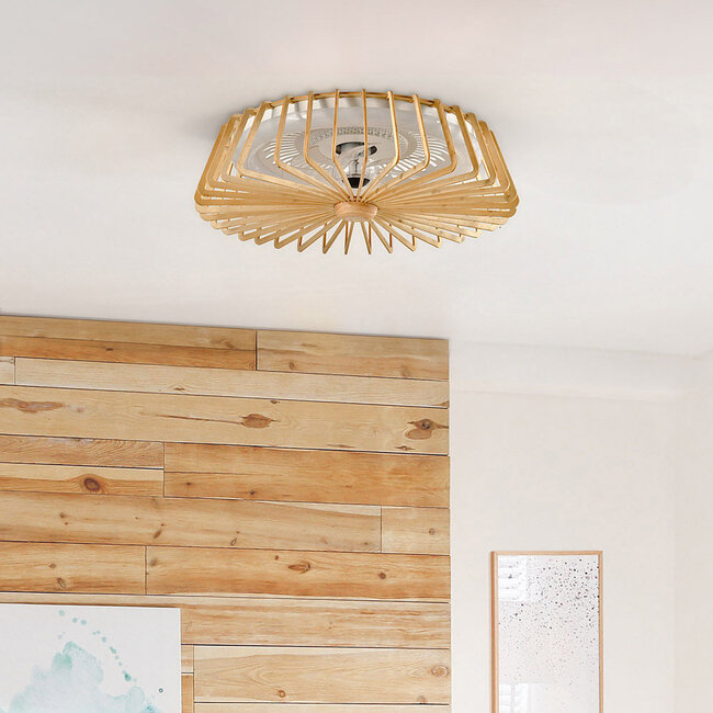 Ceiling fan Anemoon with integrated LED, dimmable - bamboo