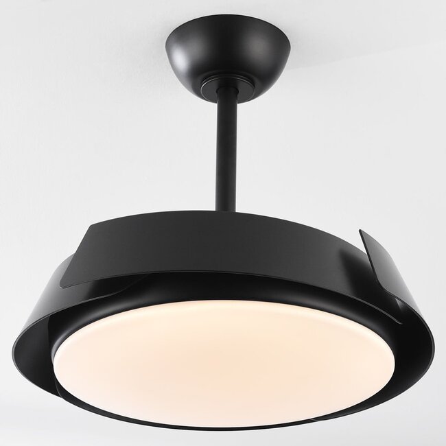 Black ceiling fan with integrated light source - Ventu