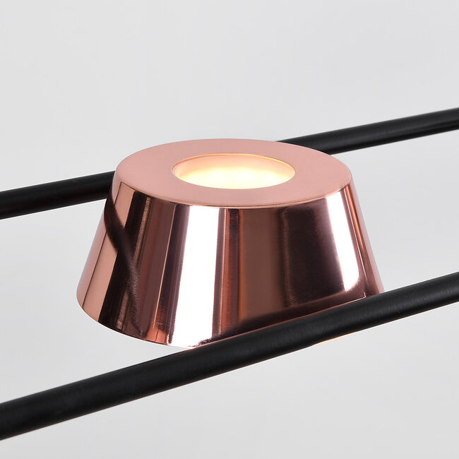 Modern pendant light Calisto with integrated LED - black and rose gold