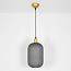Retro pendant lamp made of ribbed grey glass - Doran