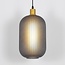 Retro pendant light Doran in ribbed glass - grey and gold