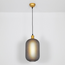 Retro pendant lamp made of ribbed grey glass - Doran
