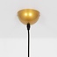 Retro pendant light Doran in ribbed glass - grey and gold