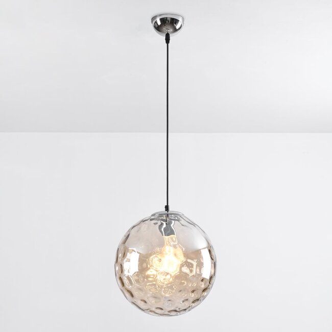Contemporary cognac glass pendant lamp with bulge - Hades