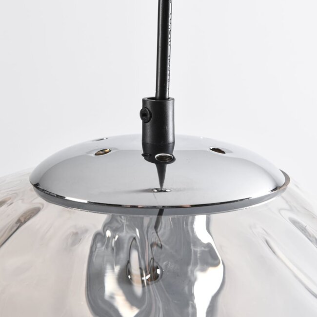 pendant light Hades in cognac glass with curved detail