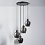 4-light pendant light Raleigh with smoked glass