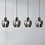 4-light pendant light Sanford with smoked glass