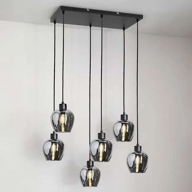 6-light pendant lamp with smoked glass - Arvada