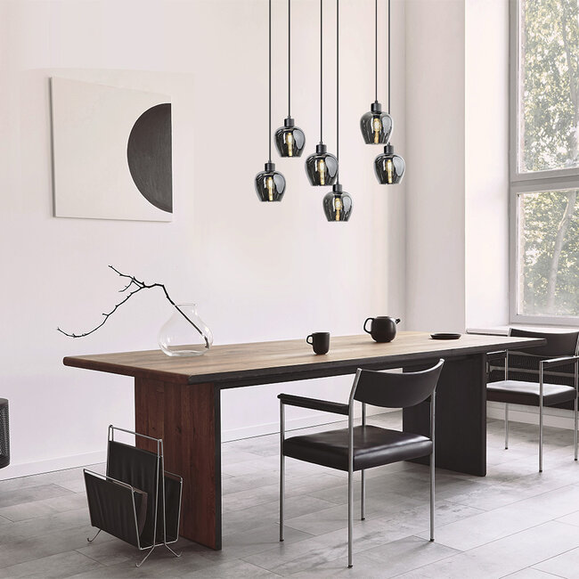 6-light pendant lamp with smoked glass - Arvada