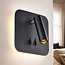 Square wall lamp with illuminated wall plate and swivelling spotlight - Sofian