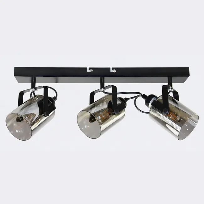 Ceiling lamp with smoked grey glass, 3-light - Maud