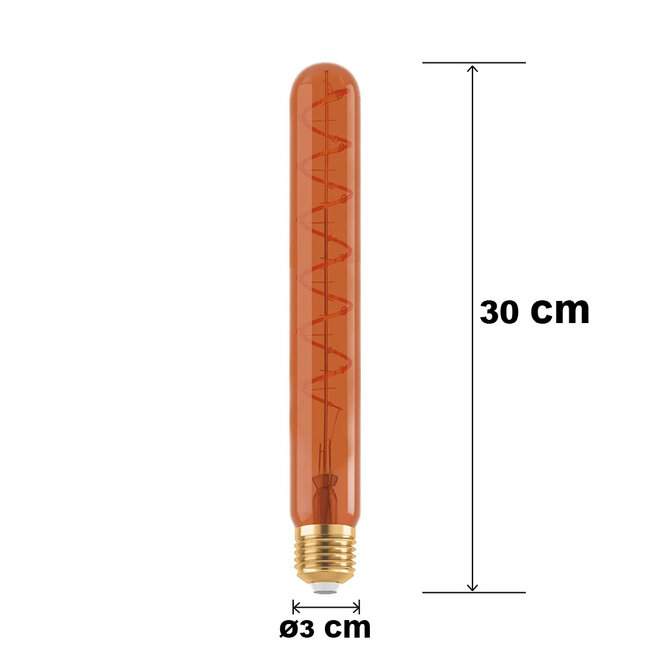 E27 dimmable tube lamp copper with spiral 30 cm, 4W, 1600K