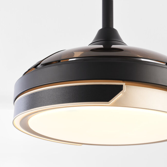 Ceiling fan Vento Black with brown incl. LED and remote control