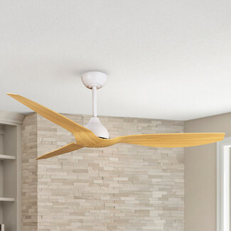 Iska ceiling fan in warm beech wood colour with remote control