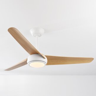 Ventus ceiling fan with integrated LED and remote control in warm beech wood look