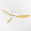 Ceiling fan, white with beech wood look, including remote control - Rivotra