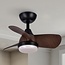 Compact ceiling fan Vietor incl. LED and Remote control - Black with dark brown