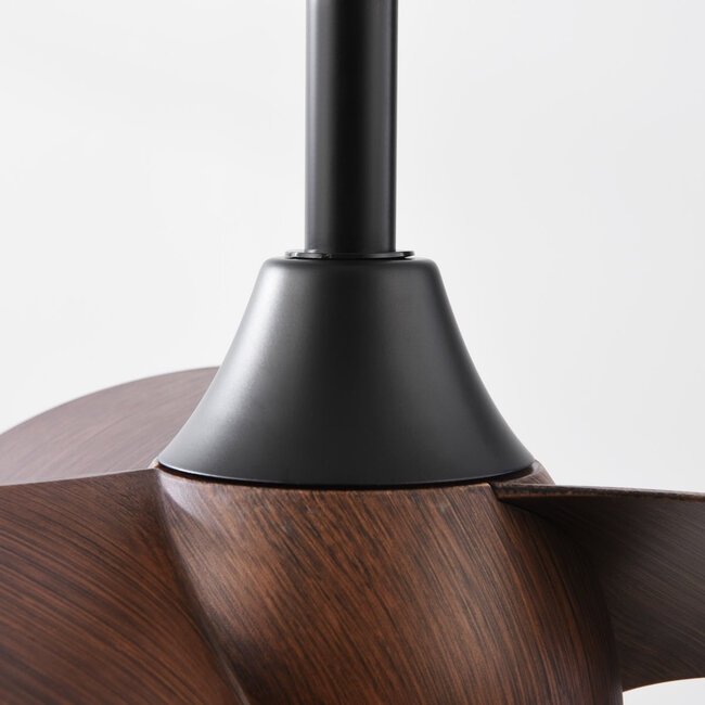 Compact ceiling fan Vietor incl. LED and remote control - black with dark brown