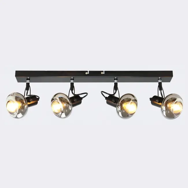 Ceiling light with smoked grey glass, 4-light - Elsa