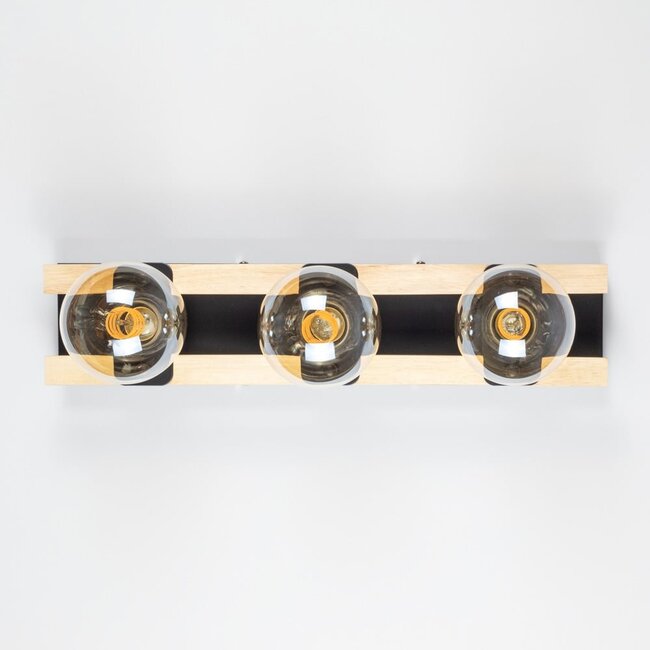 Black wall lamp, 3-light - Nolan