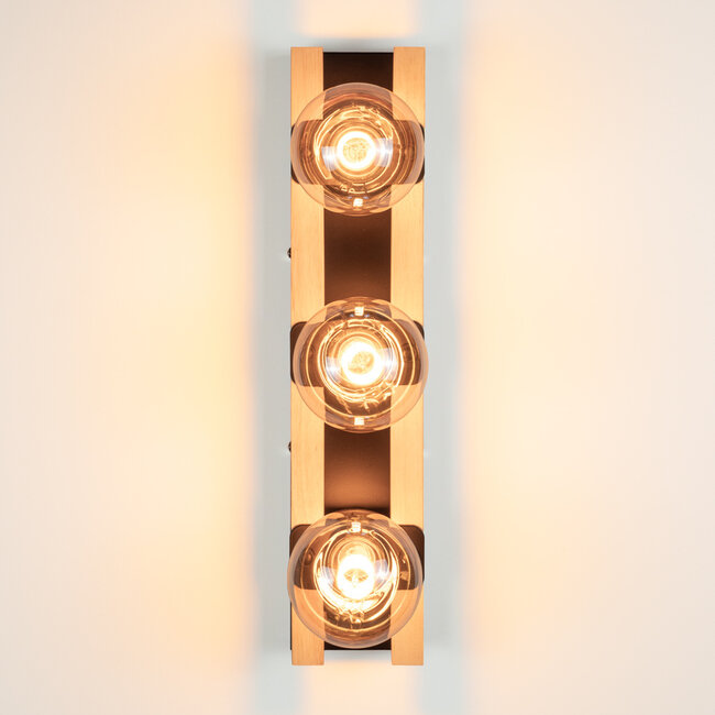 Black wall lamp, 3-light - Nolan