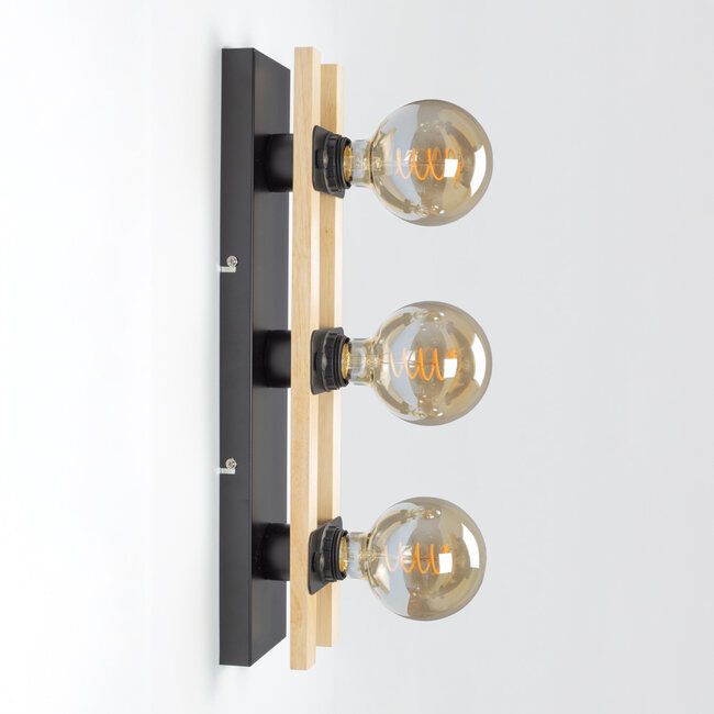 Black wall lamp, 3-light - Nolan