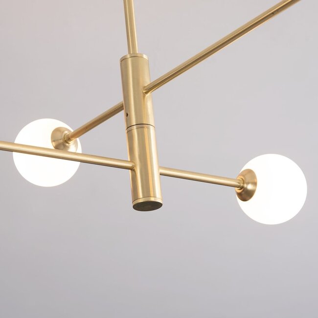 4-light ceiling light Stiri - gold with milk-white glass globes