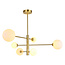 Designer ceiling lamp in Gold with Opal white glass, 6-light - Sest