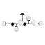 8-light ceiling light Osem - black with milk-white glass globes