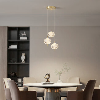 Contemporary pendant lamp with 3-step dimmable LEDs and golden details - Hopea