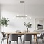 7-light pendant light Syv - milk-white glass globes