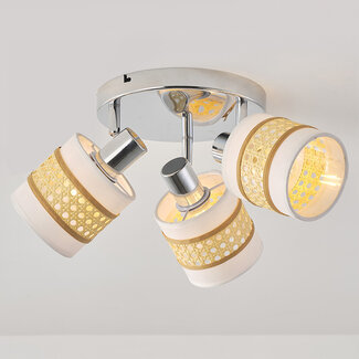 Rattan ceiling spotlight, 3-light - Besi