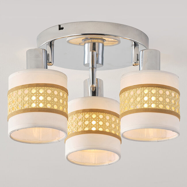 Rattan ceiling spotlight, 3-light - Besi
