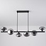 6-light pendant light Ovais - smoked glass and matte black