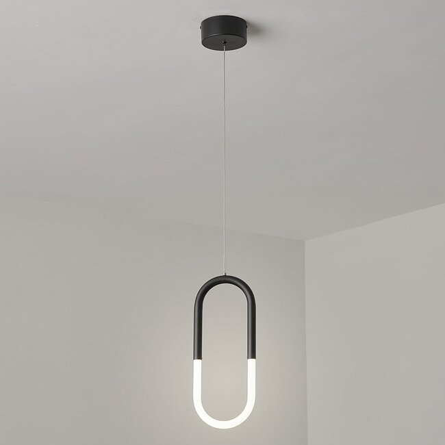 Designer pendant light Rohr - black with integrated LED