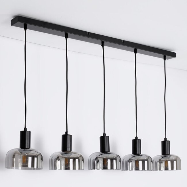 5-light pendant light Cinza - smoked glass with mirror effect
