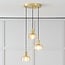 Golden pendant lamp with Amber glass, 3-light - Marrom