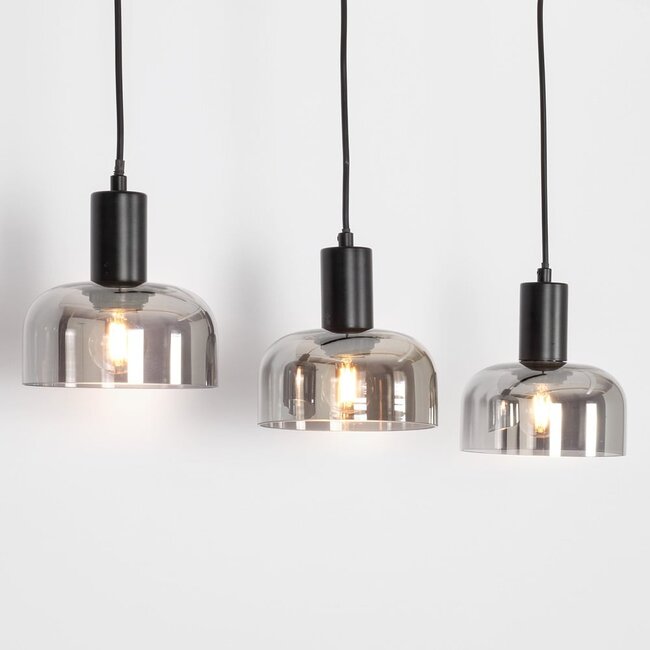 Modern pendant lamp, Black, 3-light - Pilka